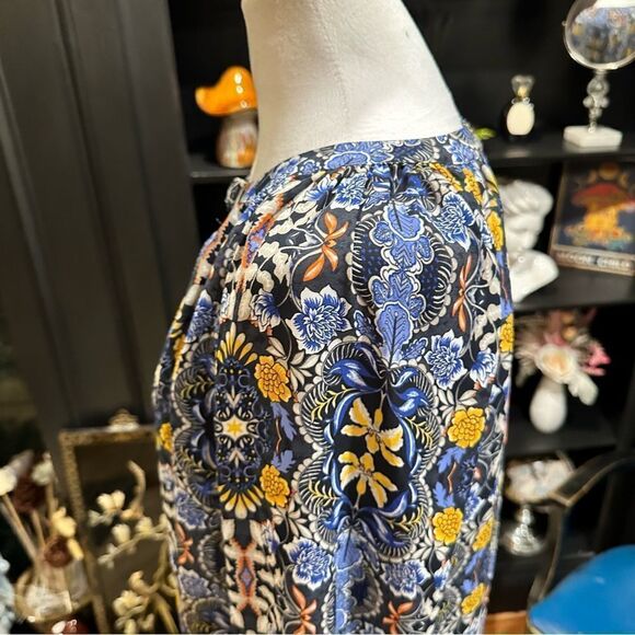 Loft Blue and Yellow Floral Tiered Dress Size Small - Picture 6 of 12